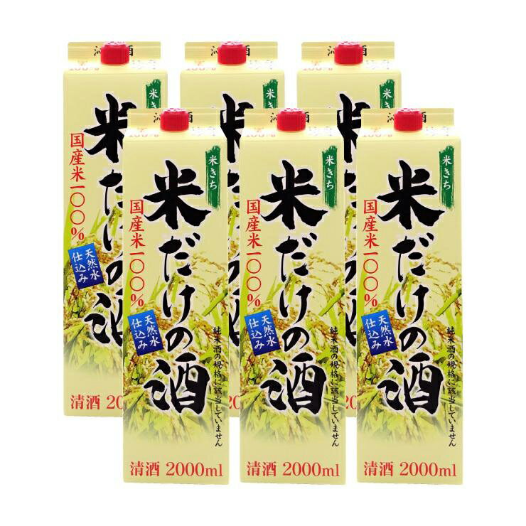 日本酒 パック 酒 大容量 沁米酒 米だけの酒 2000ml 6本 北関酒造 送料無料 取り寄せ品