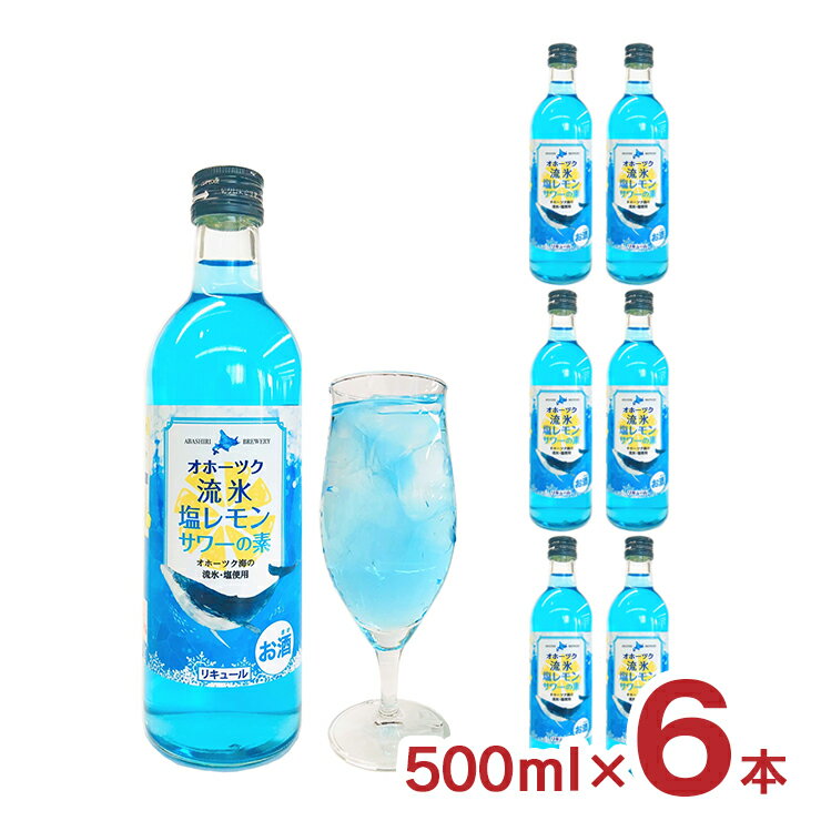 リキュール 網走ビール オホーツク流氷 塩レモン サワーの素 500ml 6本 瓶 網走 北海道 送料無料