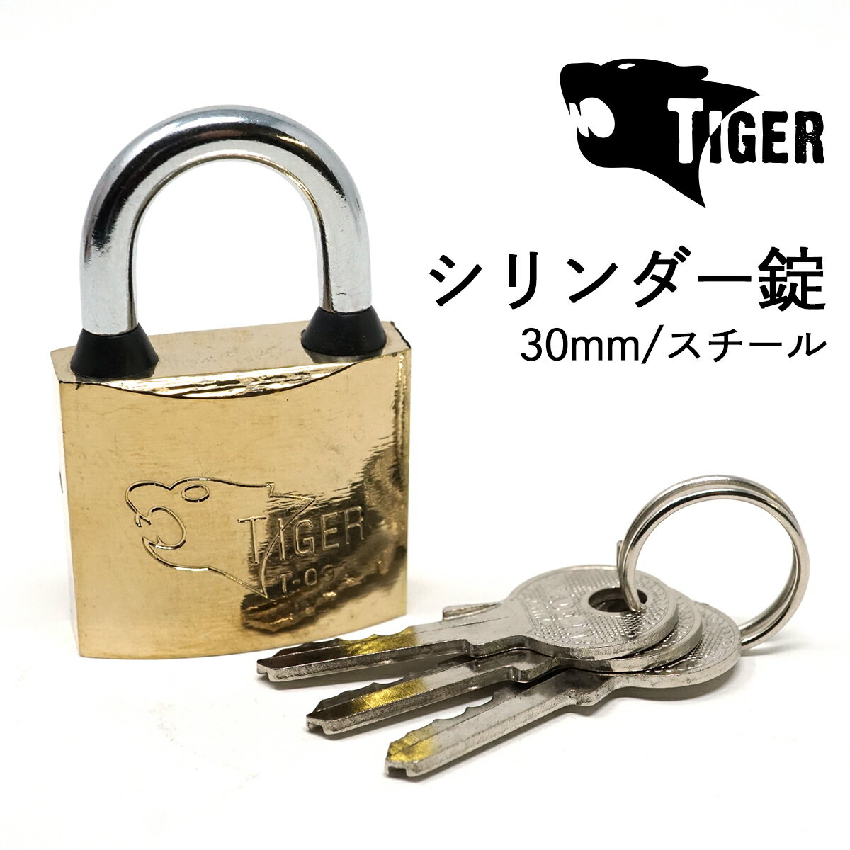 TIGER 防犯用 南京錠 シリンダー錠 30m