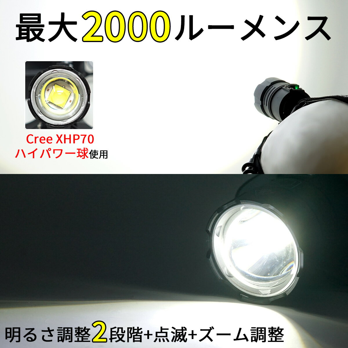 【本日ポイント5倍】 【CREE XHP70使用】最大2000ルーメン 超明るい LED ヘッドランプ 充電式 USB 充電ライト ヘッドライト LEDライト キャンプ アウトドア 作業 保守点検 tkh通販格安セール情報 楽天 通販