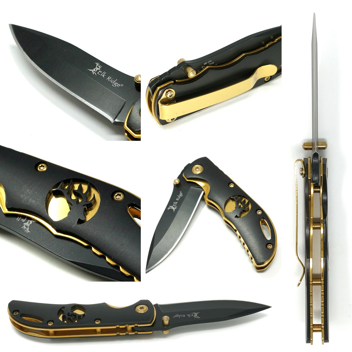 【本日ポイント5倍】 ELKRIDGE 小型 アウトドア ナイフ 刃長70mm 折りたたみ フォールディング ブラック+ゴールド エルクリッジ er134通販格安セール情報　楽天　通販
