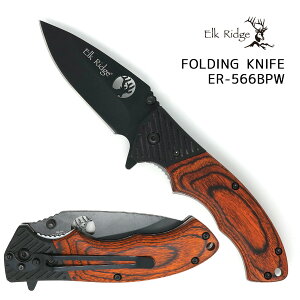 【本日ポイント5倍】 ELKRIDGE 小型 アウトドア ナイフ 刃長82mm 折りたたみ フォールディング 木目 エルクリッジ er-566BPW 父の日 父の日ギフト