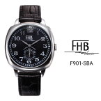公式 エフエイチビー 腕時計 FHB LIAM リアム F901-SBA メンズ レディース クオーツ レザーベルト スイス製ムーブメント ステンレススチールケース 3気圧防水 クッションケース おしゃれ ギフト 贈り物