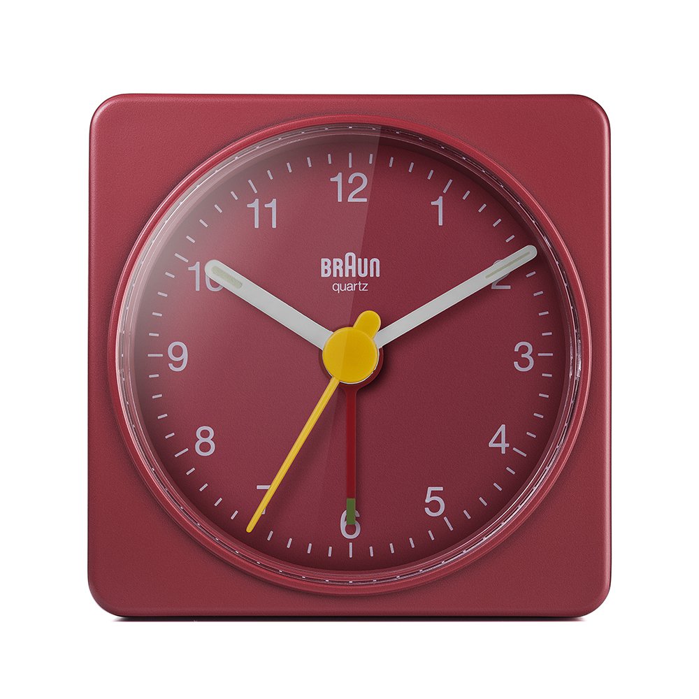 アナログクロック ブラウン 置き時計 BRAUN Alarm Table Clock BC02R アナログ アラーム ライト 卓上時計 目覚まし時計 クロック 静音 クォーツ 角型 ボックス型 テーブルクロック めざまし時計 レッド 赤 リビング インテリア ギフト 新生活 引っ越し 2