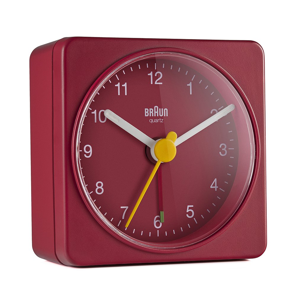 アナログクロック ブラウン 置き時計 BRAUN Alarm Table Clock BC02R アナログ アラーム ライト 卓上時計 目覚まし時計 クロック 静音 クォーツ 角型 ボックス型 テーブルクロック めざまし時計 レッド 赤 リビング インテリア ギフト 新生活 引っ越し 3