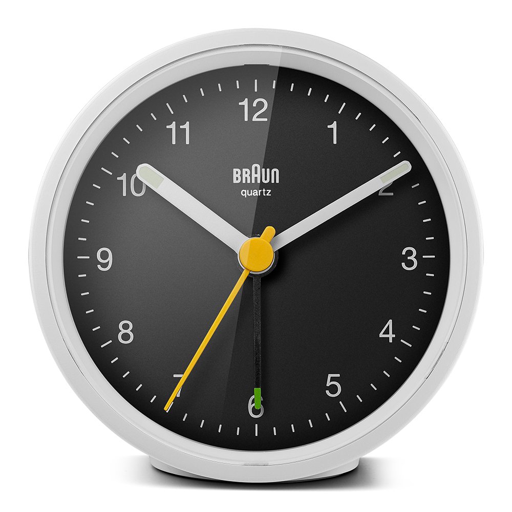 アナログクロック ブラウン 置き時計 BRAUN Classic Analog Alarm Clock BC12WB アナログ アラーム ライト 卓上時計 目覚まし時計 クロック 静音 クォーツ 円型 スヌーズ テーブルクロック めざまし時計 ホワイト 白 リビング インテリア ギフト 新生活 引っ越し 2