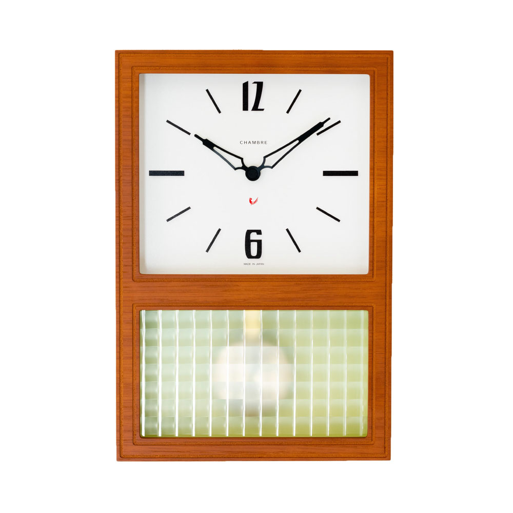 シャンブル 振り子時計 CHAMBRE GLASS PENDULUM CLOCK CAFE BROWN CH-052CB 静か 音がしない 木製 クロック 壁掛け時計 おしゃれ 壁掛け時計 静音 兼用 レトロ モダン 振り子 日本製 置き時計 スクエア型 北欧 ウッド ウォールクロック インテリア アンティーク 雑貨 2