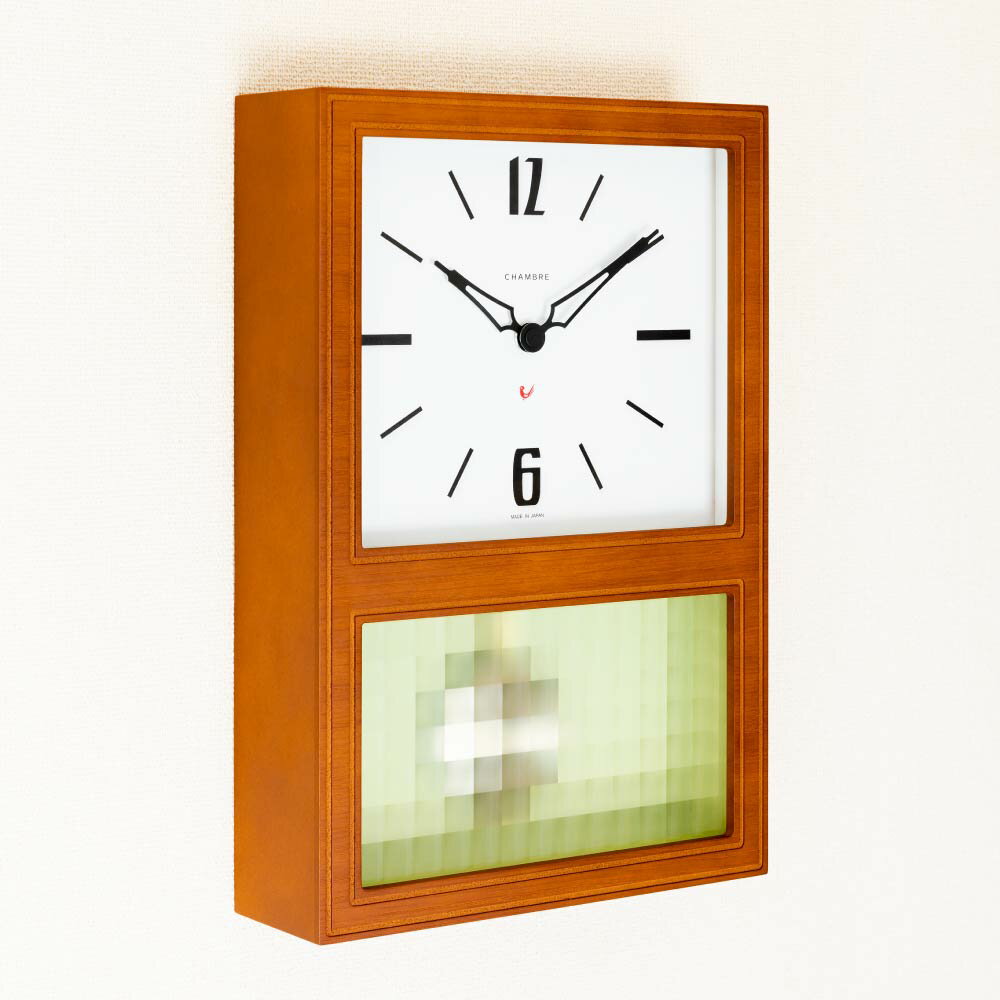 シャンブル 振り子時計 CHAMBRE GLASS PENDULUM CLOCK CAFE BROWN CH-052CB 静か 音がしない 木製 クロック 壁掛け時計 おしゃれ 壁掛け時計 静音 兼用 レトロ モダン 振り子 日本製 置き時計 スクエア型 北欧 ウッド ウォールクロック インテリア アンティーク 雑貨 3