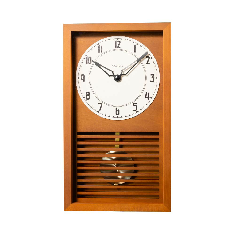 シャンブル CHAMBRE LATTICE PENDULUM CLOCK CAFE BROWN CH-058CB 静か 音がしない 木製 クロック 壁掛け時計 おしゃれ 壁掛け時計 静音 兼用 レトロ モダン 和風 振り子時計 置き時計スクエア型 振り子 日本製 和風 ウッド ウォールクロック インテリア アンティーク 2