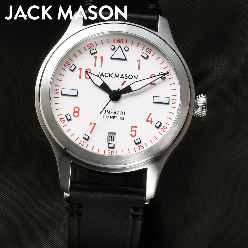 jack mason 腕時計 メンズ JACK MASON Rescue Orange Collection JM-A401-005 ジャックメイソン レスキュー レザーベルト 革腕時計 革ベルト 3針 アナログ ラウンド オレンジ ブランド 時計 38mm 小振り 蓄光 夜光 光る 日本限定 スポーティー 日付 ギフト 男性 正規品