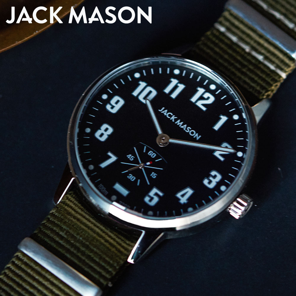 jack mason 腕時計 メンズ JACK MASON FIELD JM-F401-003 ジャックメイソン フィールド NATO ナイロンベルト メンズ ブランド 時計 38mm 蓄光 夜光 光る ミリタリーウォッチ スモールセコンド CAMP キャンプ アウトドア アナログ クォーツ 防水 ギフト 男性 カーキ 正規品