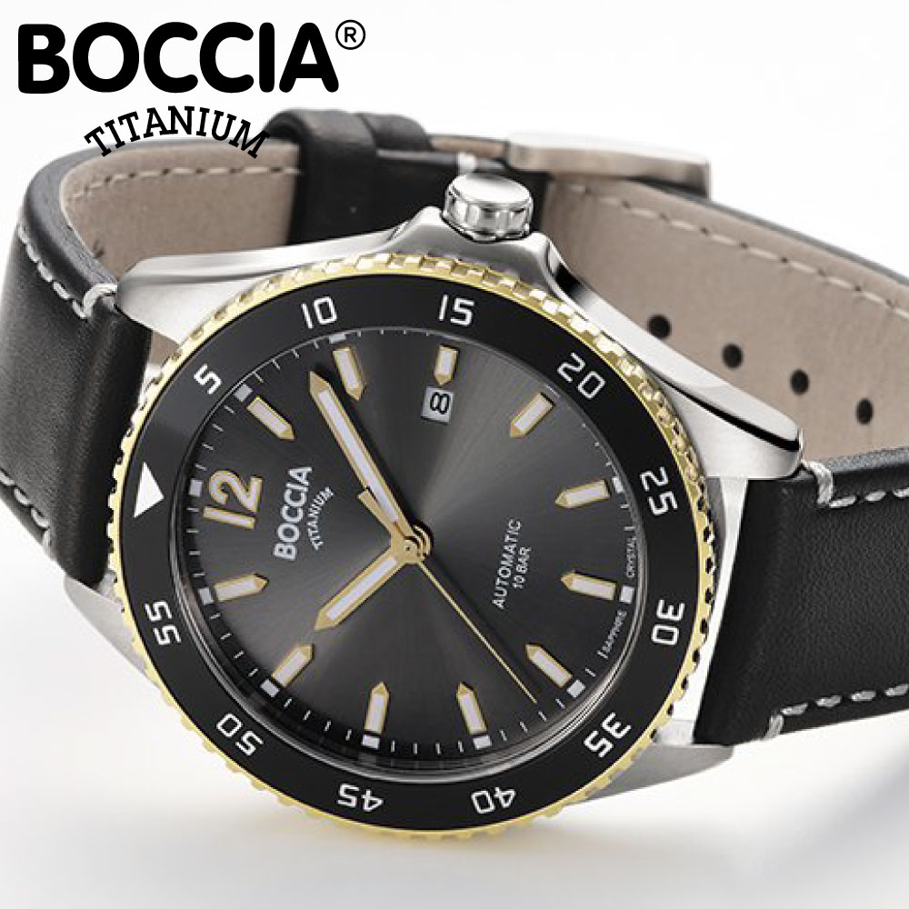 ボッチア 腕時計 BOCCIA TITANIUM Classic Collection 3653-03 腕時計 メンズ オートマチック 機械式 自動巻き レザー...