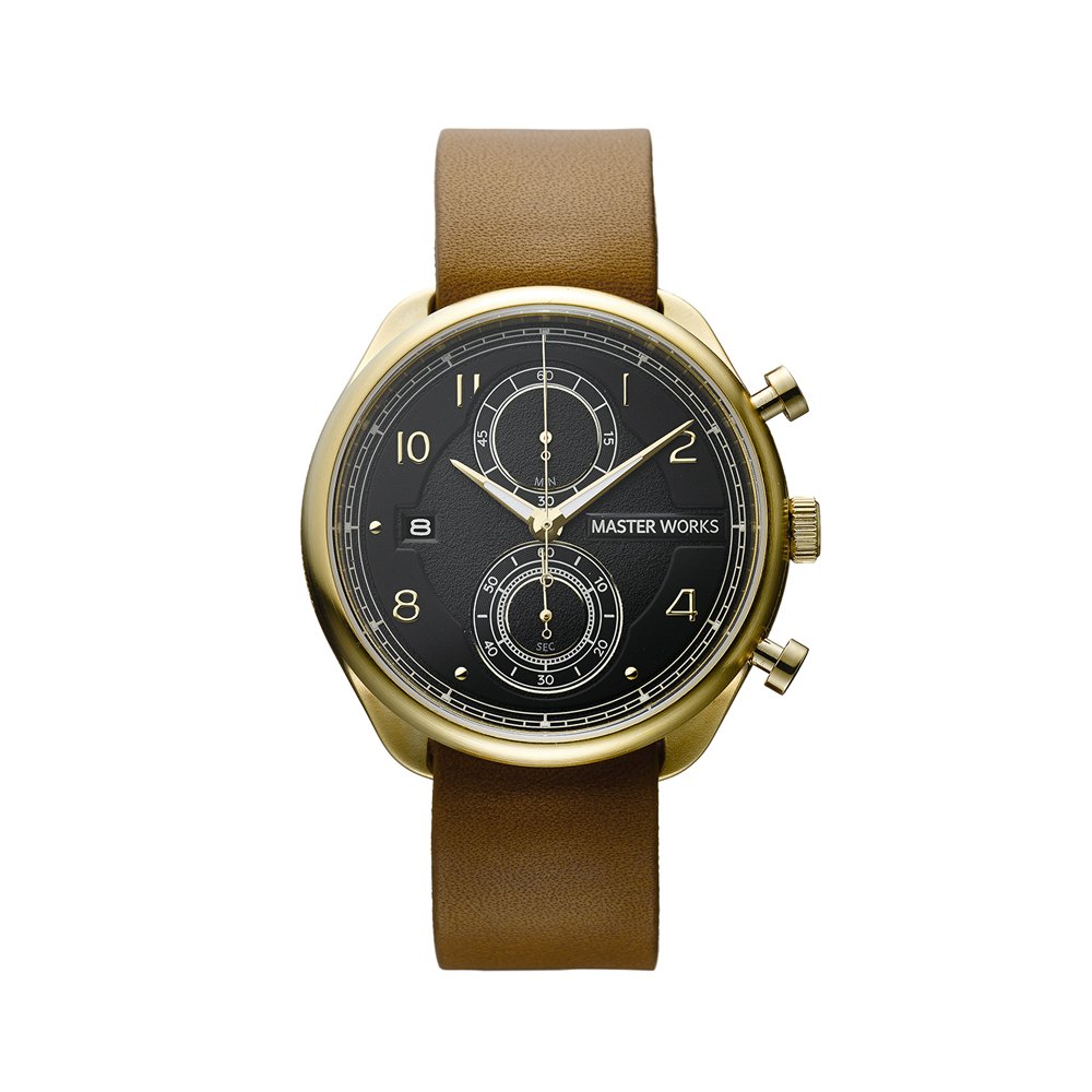 マスターワークス 腕時計 メンズ MASTER WORKS Quattro 002 MW07YB-EDLBO8 クォーツ クロノグラフ ストップウォッチ 41mm 日付 カレンダー レザーベルト 革ベルト マスターワークス クアトロ 002 メンズウォッチ