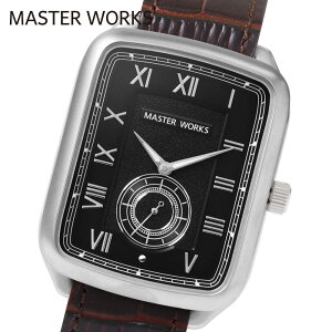 マスターワークス 腕時計 メンズ MASTER WORKS Quadrangle MW10SB-GCBRO8 クォーツ アナログ トノー型 スクエア型 四角 33.8mm レザーベルト 革ベルト マスターワークス クアトロ レトロ メンズウォッチ 日本製