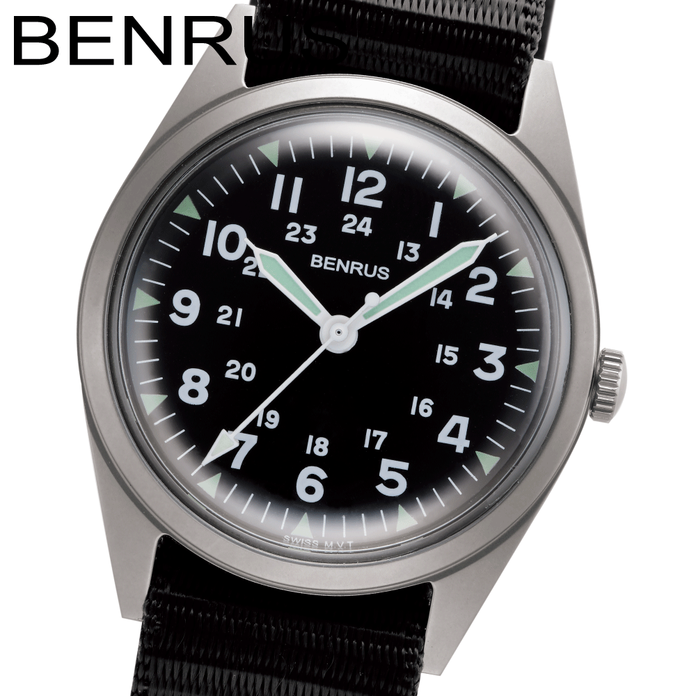 ベンラス 時計 ミリタリーウォッチ 腕時計 メンズ BENRUS DTU-2A-P-SVBK ミリタ