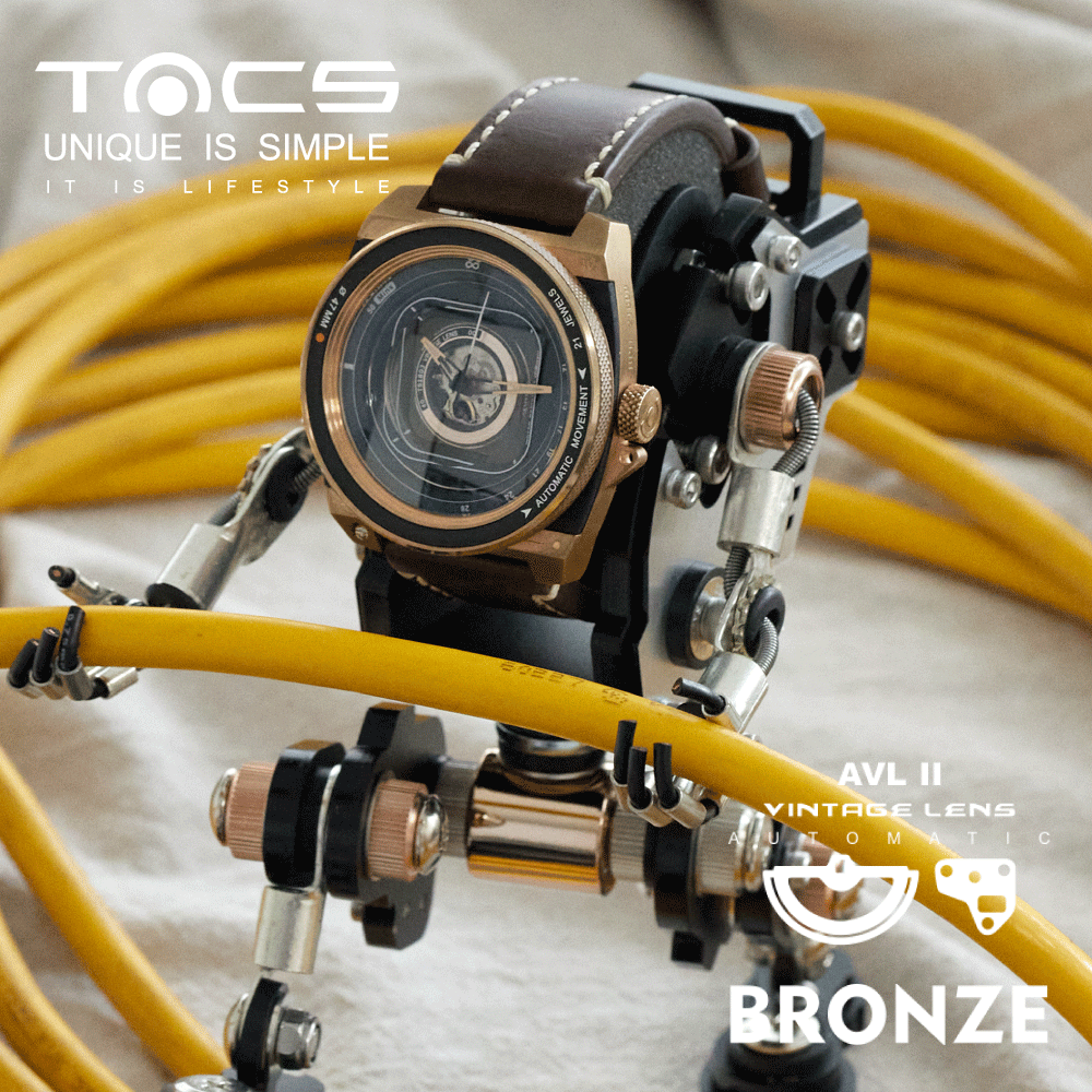 TACS 腕時計 メンズ TACS TS1803o タックス ロボトイズ 自動巻き オートマチック Bronze×Robotoys 機械式 カメラレンズ 人型 ロボット 46.5mm レザーベルト ウォッチスタンド 腕時計 スタンド ギフト セット 男性 ウォッチディスプレイ 限定500個
