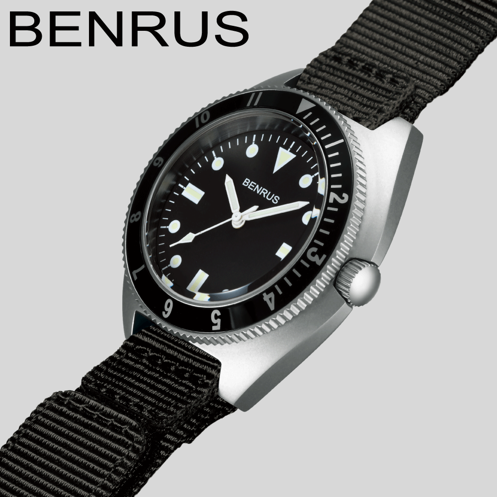 ベンラス 時計 ミリタリーウォッチ 腕時計 メンズ BENRUS TYPE-I SILVER COMBAT BLACK ミリタリーウォッチ 軍用時計 42mm ナイロンベルト カジュアルウォッチ 防水 3針 クォーツ アウトドア サ…