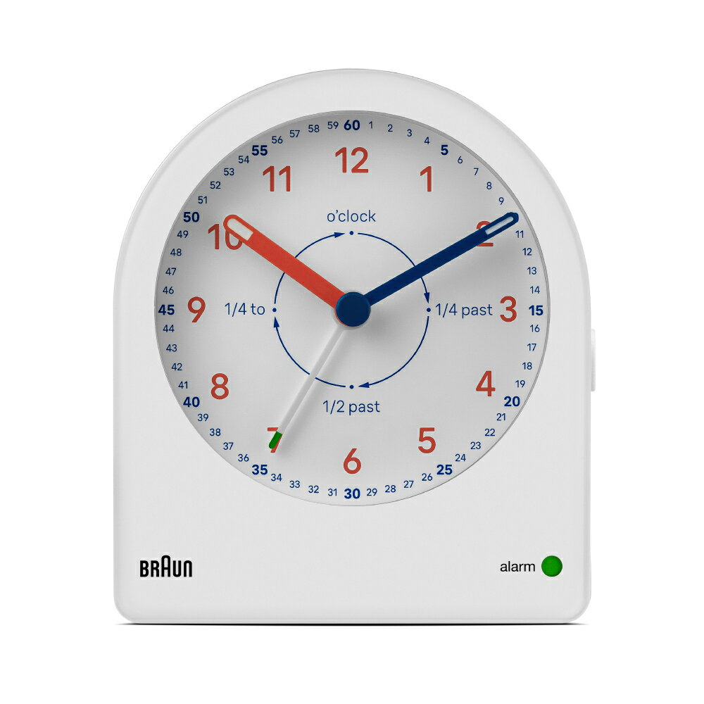 アナログクロック ブラウン 置き時計 BRAUN Time Teacher BC22TW アラームクロック テーブルクロック 卓上 時計 アナログ クロック 目覚まし時計 スヌーズ ライト クォーツ めざまし時計 ギフト トラベルクロック インテリア 新生活 引っ越し