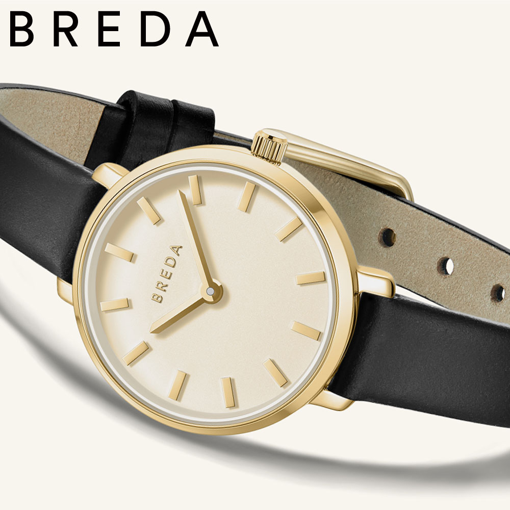 ブレダ 腕時計 BREDA BEVERLY 1730m 腕時計 レディース 革ベルト レザーベルト 華奢 小ぶり ブラック