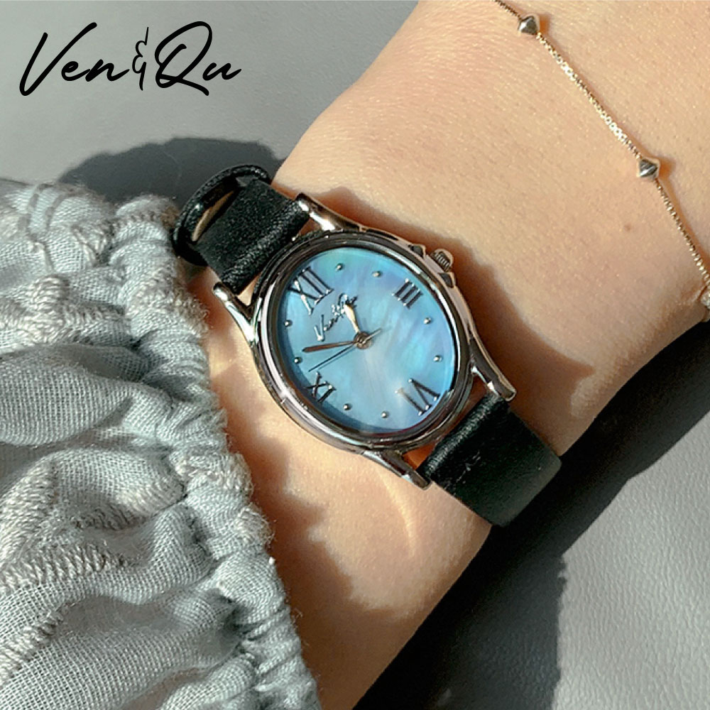 Other - ベンキュー 腕時計 レディース Ven & Qu GEM Leather 1950A-BL レザーベルト ブラック ブルー アンティーク 腕時計 レディース ブランド おしゃれ レディースウォッチ 小ぶり 華奢