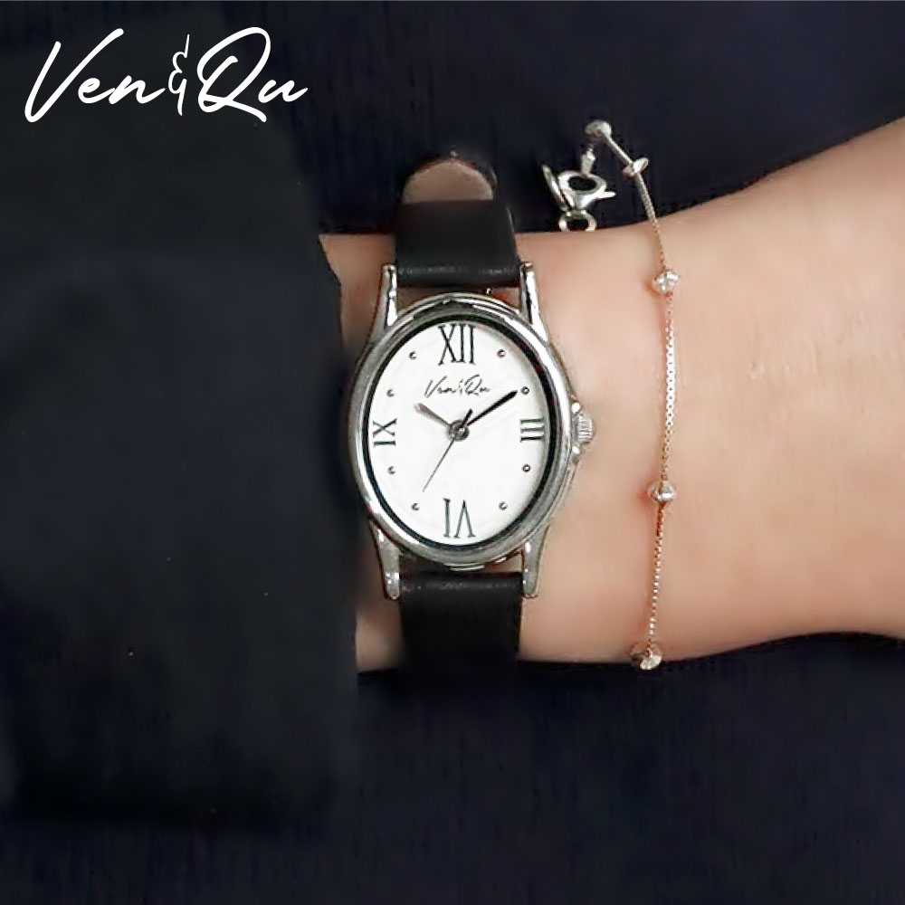 ベンキュー 腕時計 レディース Ven Qu GEM Leather 1950B-BL レザーベルト ブラック アンティーク 腕時計 レディース ブランド おしゃれ レディースウォッチ 小ぶり 華奢