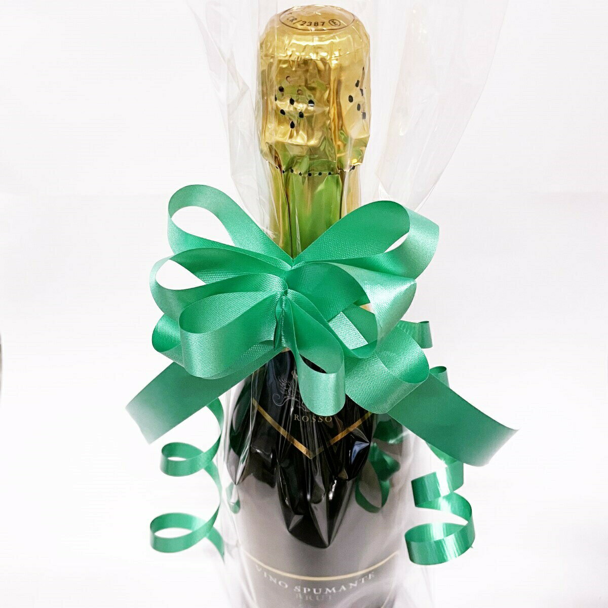 簡易ラッピング【エメラルド】(透明袋&リボン)
