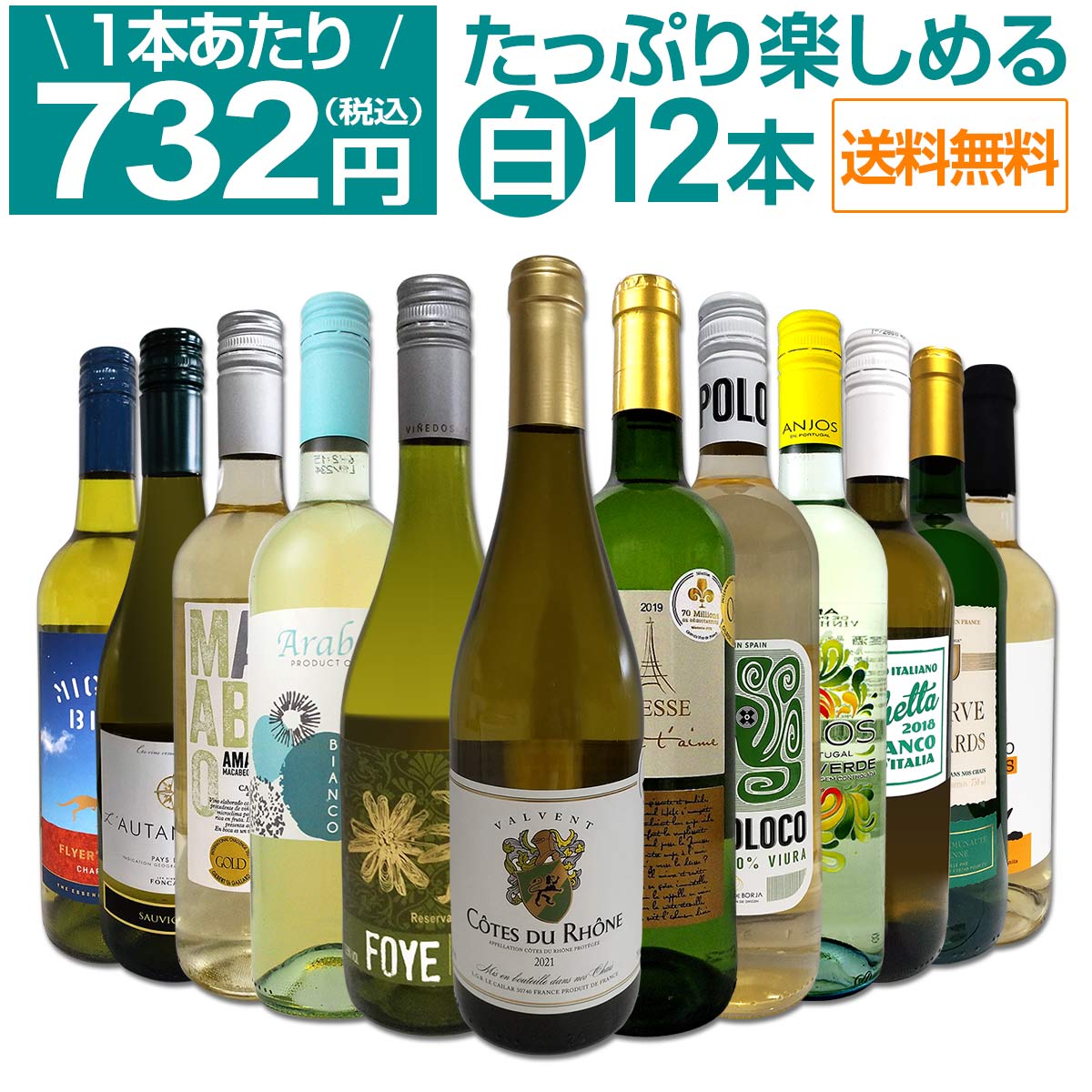 【送料無料】第49弾！1本あたり732円(税込)!!採算度外視の大感謝!厳選白ワイン12本セット