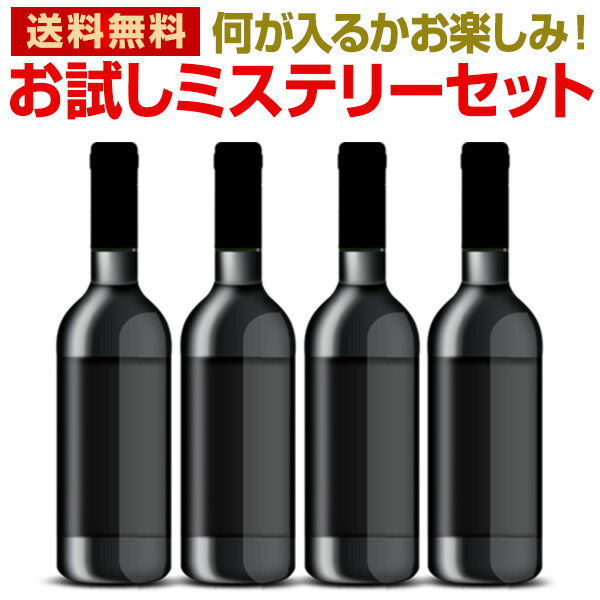 ワインセット【送料無料】当店厳選 お試しワインが4本入ります ミステリーワインセット お1人様1セットまで【他商品との同梱可 一部訳あり品が入ることもございます】飲み比べ 詰め合わせ お酒