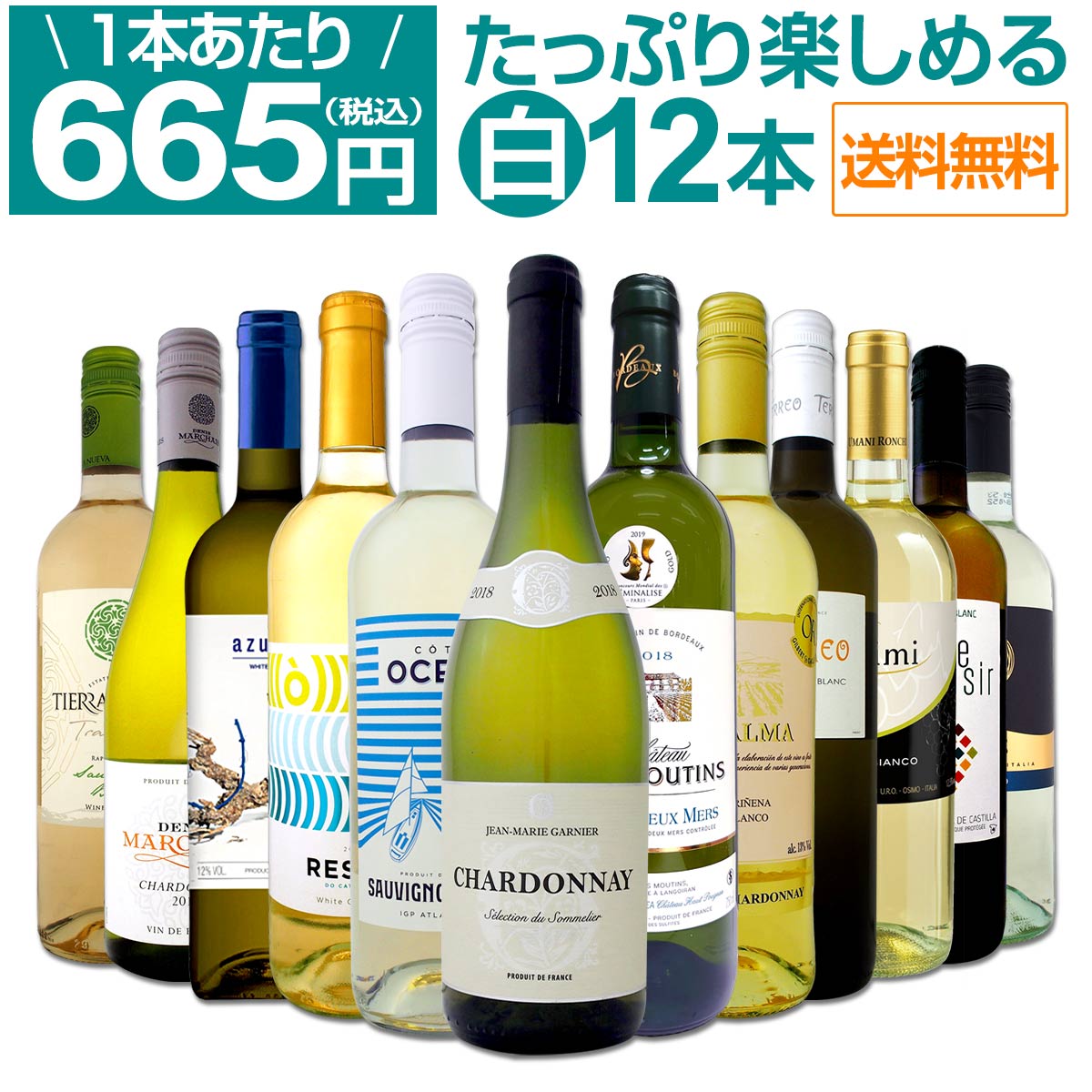 【送料無料】1本あたり665円(税別)!!採算度外視の大感謝!厳選白ワイン12本セット