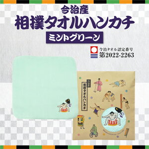 今治産 相撲タオルハンカチ ミントグリーン 220mm×220mm今治タオルハンカチ 刺繍タオル 日本製 ギフト プチギフト かわいい 入園 入学 お相撲さん グッズ 力士 軍配 ワイポイント刺繍 退職 送別会 挨拶 お返し ホワイトデー 今治産