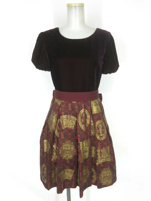 【中古】 Jane Marple / ベルベットとチェスプリントのミニドレス ジェーンマープル ワンピース B59047..