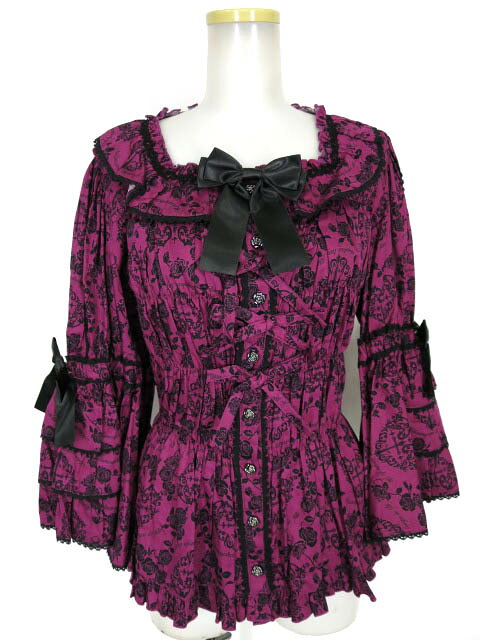 Metamorphose / ハートダマスクスクエアあき姫袖ブラウス (プラスサイズ) メタモルフォーゼタンドゥフィーユ B64136_2410