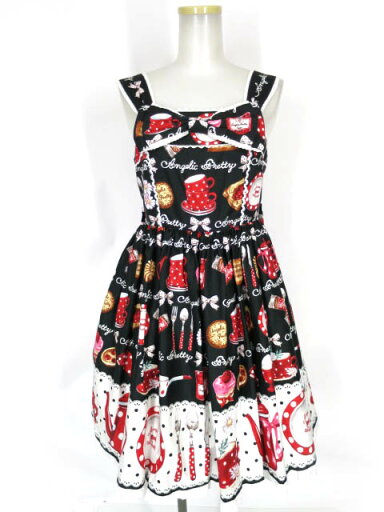 【中古】 Angelic Pretty / French Cafe胸リボンジャンパースカート アンジェリックプリティ B65306_2411 【中古】 Angelic Pretty / French Cafe胸リボンジャンパースカート アンジェリックプリティ B65306_2411