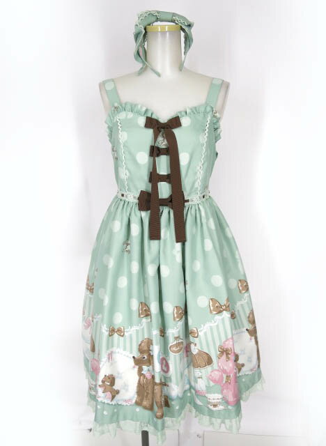 【中古】 Angelic Pretty / Lovely Poodleジャンパースカート & カチューシャ セット アンジェリックプリティ B69571_250...