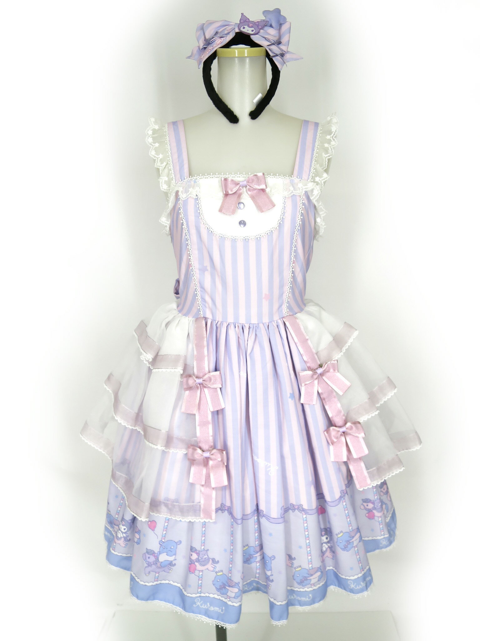 【中古】 告白気球 × サンリオ / クロミ ジャンパースカート & カチューシャ セット Sanrio コラボ B71439_2511