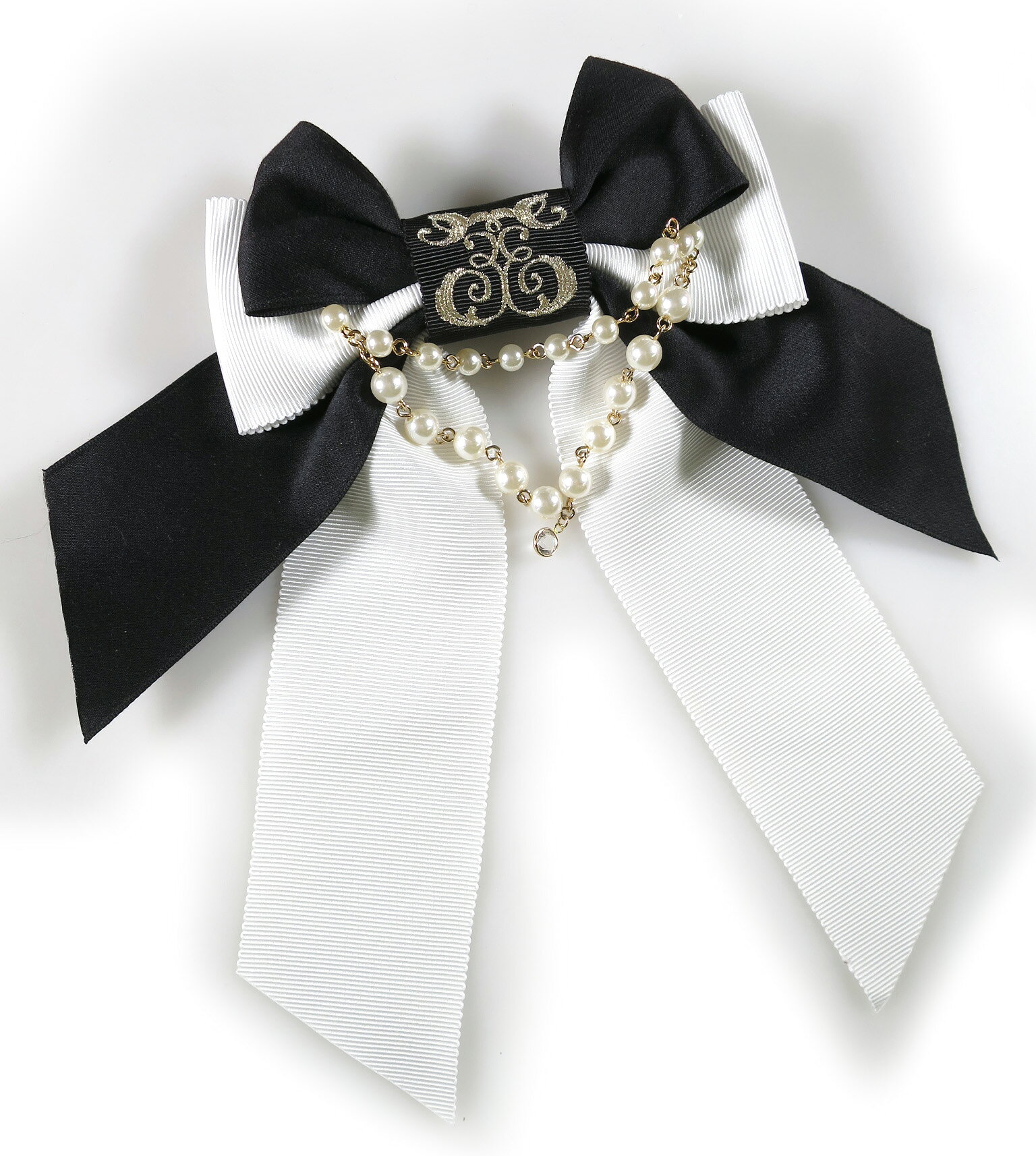 【中古】 Enchantlic Enchantilly / ロゴ刺繍パールリボンブローチ アンシャンテリック アンシャンテリー B71607_2511