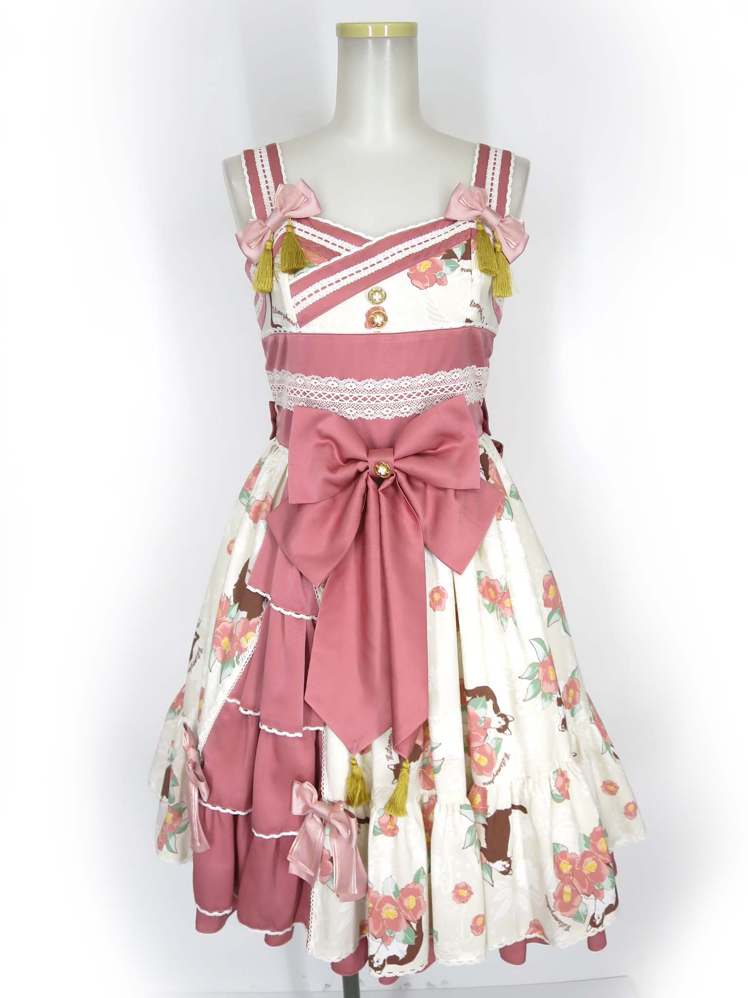 Rakuten - 【中古】 Metamorphose / 椿爛漫〜ねこのかくれんぼ〜 フリルジャンパースカート & リボンクリップ & オーバーニーソックス セット メタモルフォーゼタンドゥフィーユ B74073_2604
