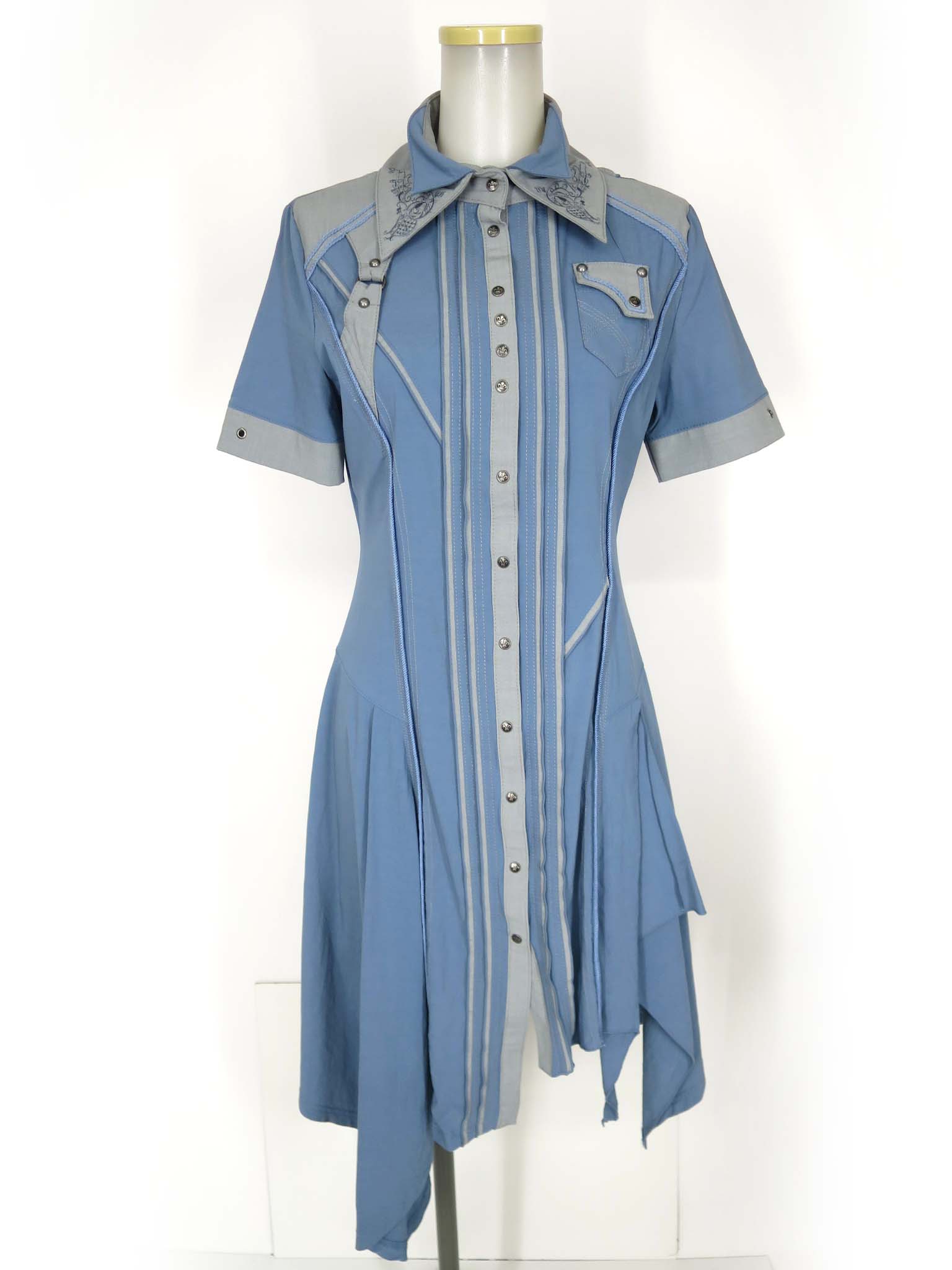  Rozen Kavalier / 半袖アシンメトリーシャツワンピース オッズオン ローゼンカヴァリエ Ozz On ロングブラウス B75614_2607
