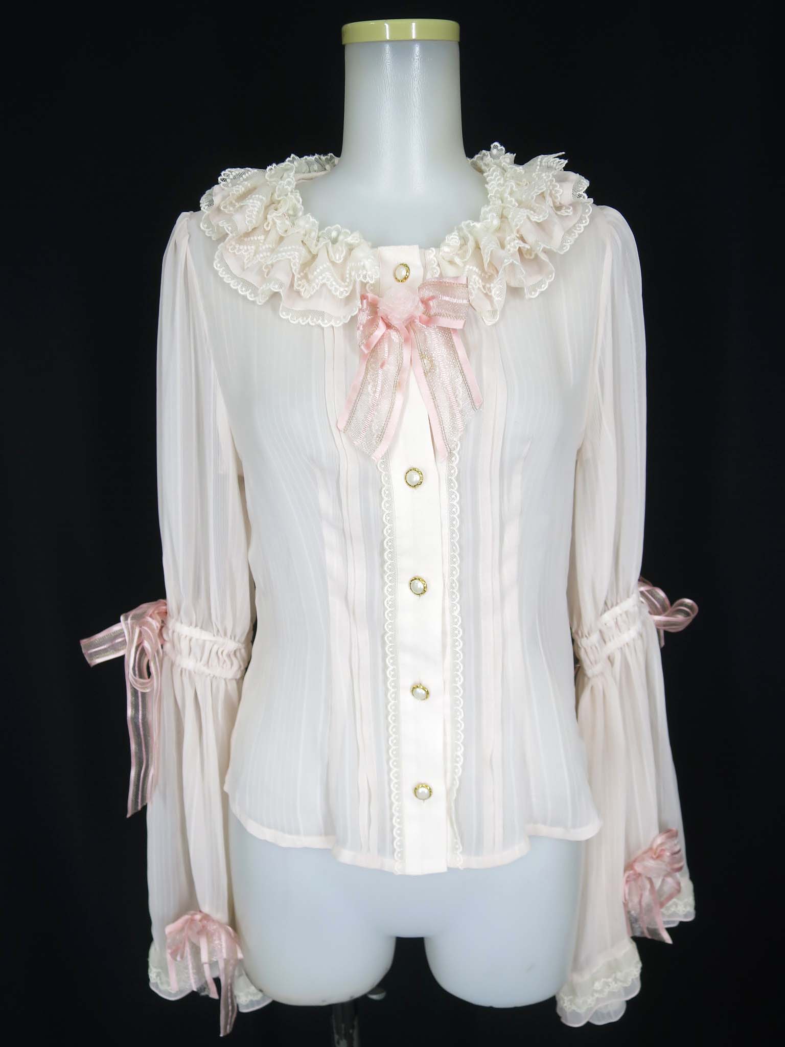 Preview of 【中古】 BABY, THE STARS SHINE BRIGHT / 赤いひとかけらのMarchen ストライプシフォン姫袖ブラウス ベイビーザスターズシャインブライト B76352_2608