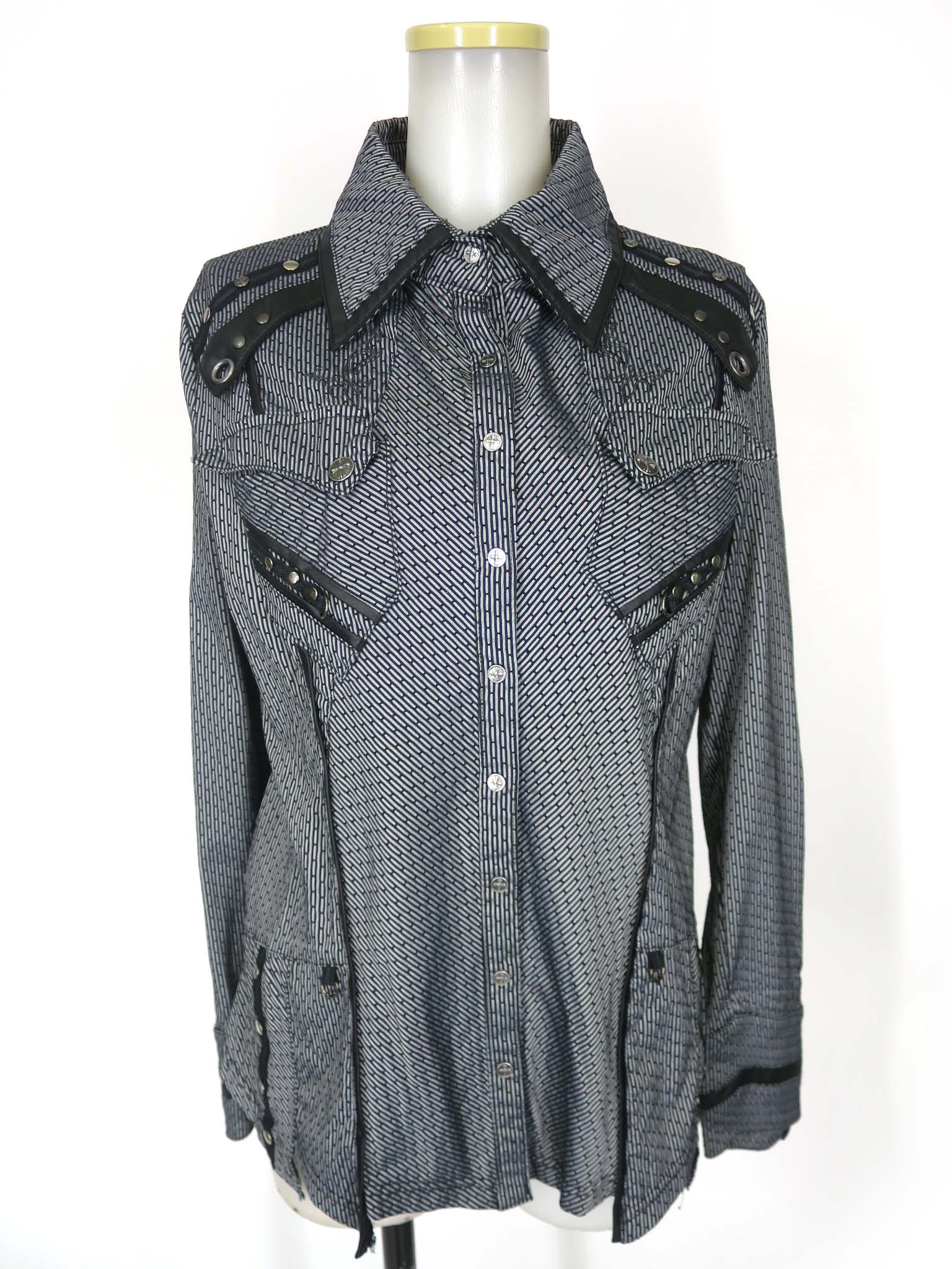 【中古】 Ozz Croce / ジャガードストライプ柄ブラウス オッズオン オッズクローチェ Ozz On B76946_2609