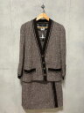 【中古】CHANEL シャネル 98A ウール ニット カーディガン×スカート セットアップ ブラウン ココマークボタン P11501V06858【B08673...
