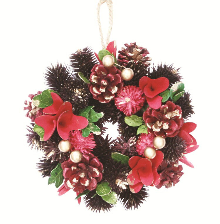 クリスマスリース 【RS00738】 ナチュラルリース レッドローズ 19cm ナチュラル おしゃれ 玄関ドア用 ..