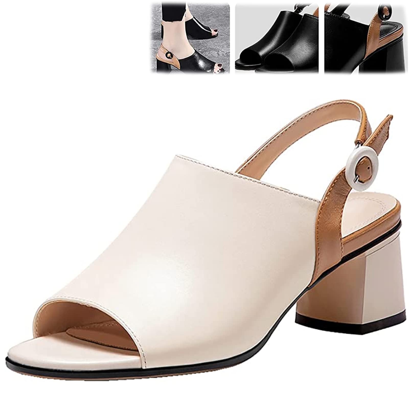 柔らかな履き心 超軽量で歩きやすく疲れにくい ハイヒールサンダル 夏のレザーチャンキーヒールサンダル 5cm 厚底 室内 サンダル