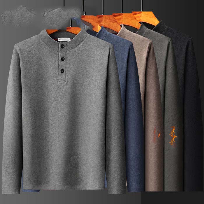 イ 保温 肌着 インナー 無地 ハイネック 裏起毛 ボタン付き あったかインナー 裏起毛インナー 暖かい 発熱インナー 長袖 メンズ