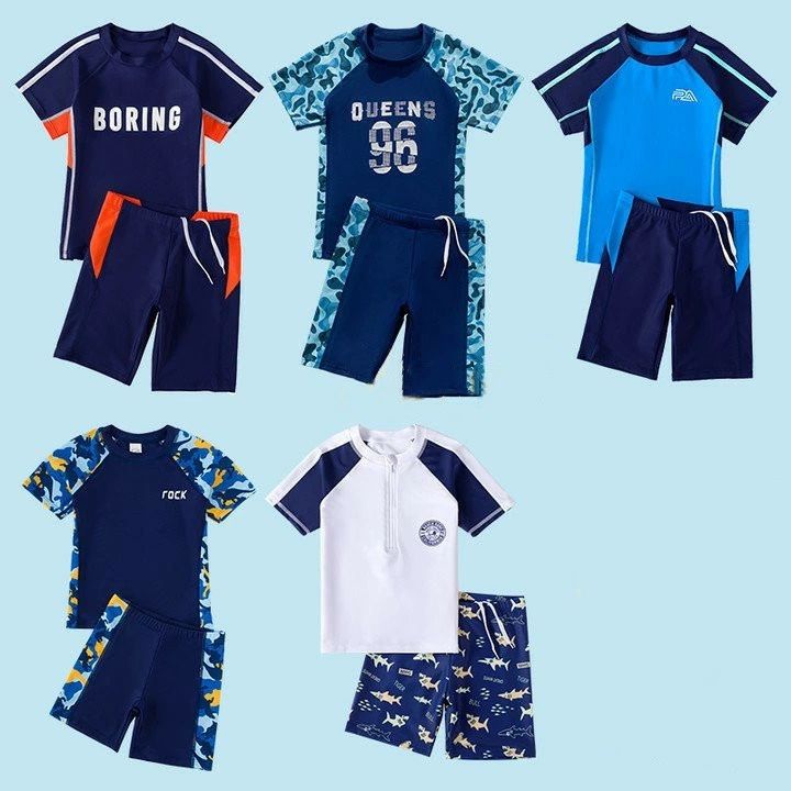 セ プリント スイムウエア スイムウェア 子供服 水泳用品 スイミング 半袖 上下セット 男児 ラッシュガード 男の子 子供用 水着