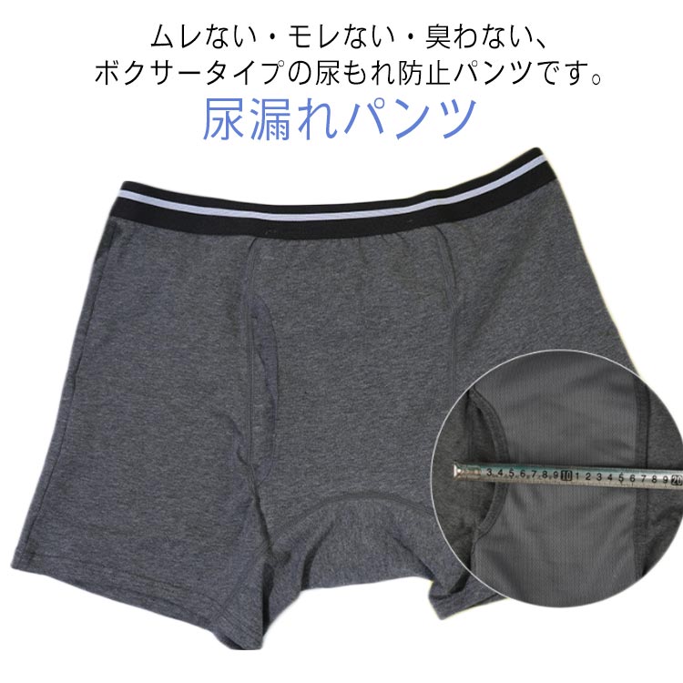 中失禁 父の日 大容量 吸水パンツ 前開き ボクサーパンツ ちょい漏れ対応 男性用 コットン 綿 尿漏れパンツ メンズ 軽失禁 3枚組
