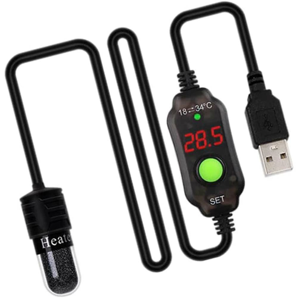コントロ 体温度 発熱 調節可能 水族館水槽ヒーター デジタル 給電式暖房用ロッド USB 10W サーモスタ..