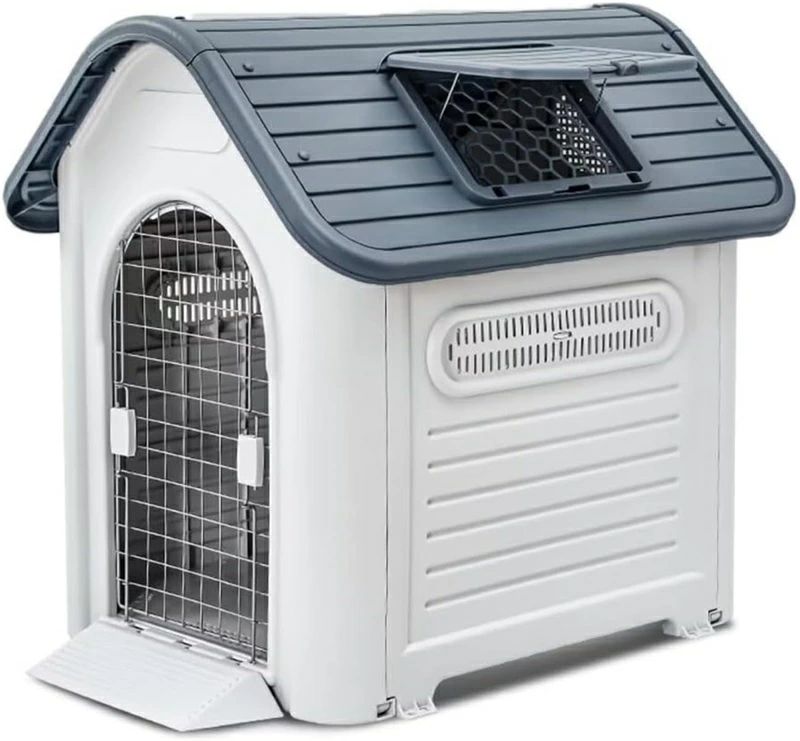 犬小屋 ペットハウス 犬 ハウス プラスチック ドッグハウス 犬小屋 屋内 屋外 小型犬 中型犬 大型犬 天窓付き ドア付き 防雨 換