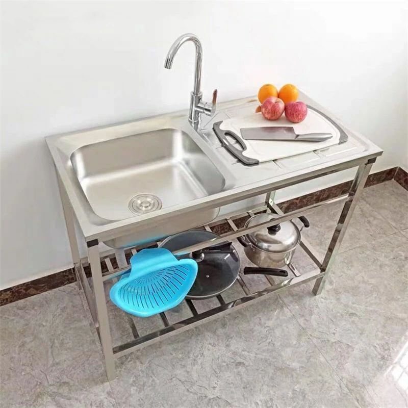 簡易式 キッチン用流し台 流し台 ステンレス製 75*40*75cm ガーデンシンク 作業台付き 錆びにくい 簡単取付 ガーデンシンク コン