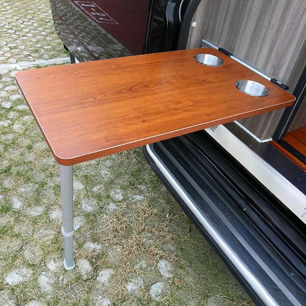 乐天商城 - 折りたたみ式ダイニングテーブル固定クリップと水ガラススロット付き キャンピングカーテーブル 高さ調節可能 RV 折りたたみテー